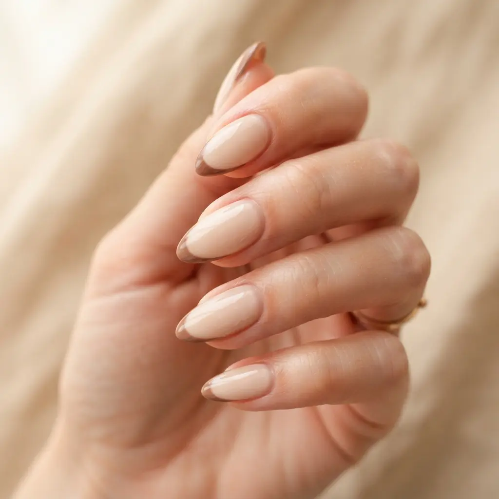 25 Summer to Fall Nail Designs Perfect for the Seasonal Transition 18 Soft Brown French Manicure