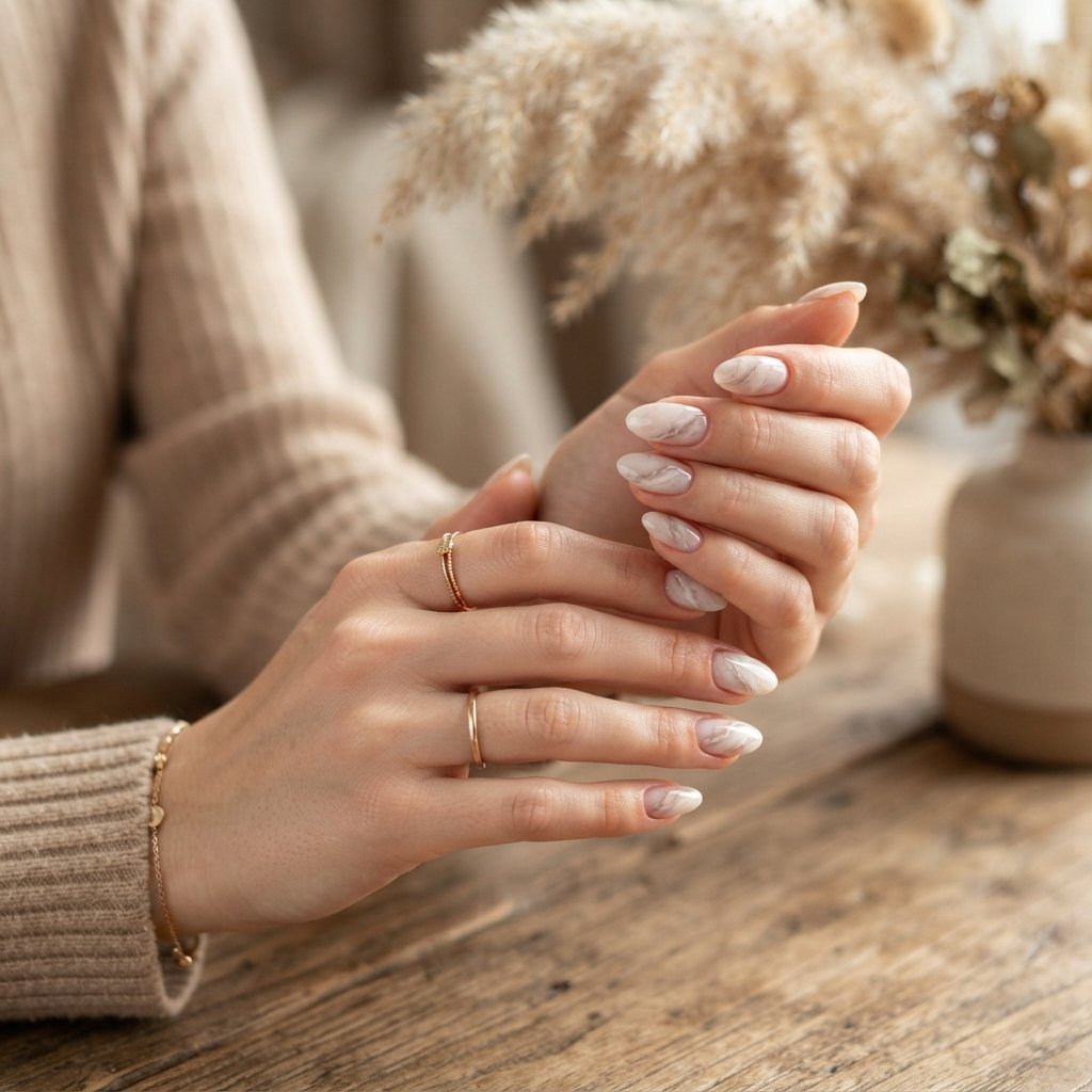 26 Early Fall Nail Designs Perfect for the New Season 25 Soft Marble Nails