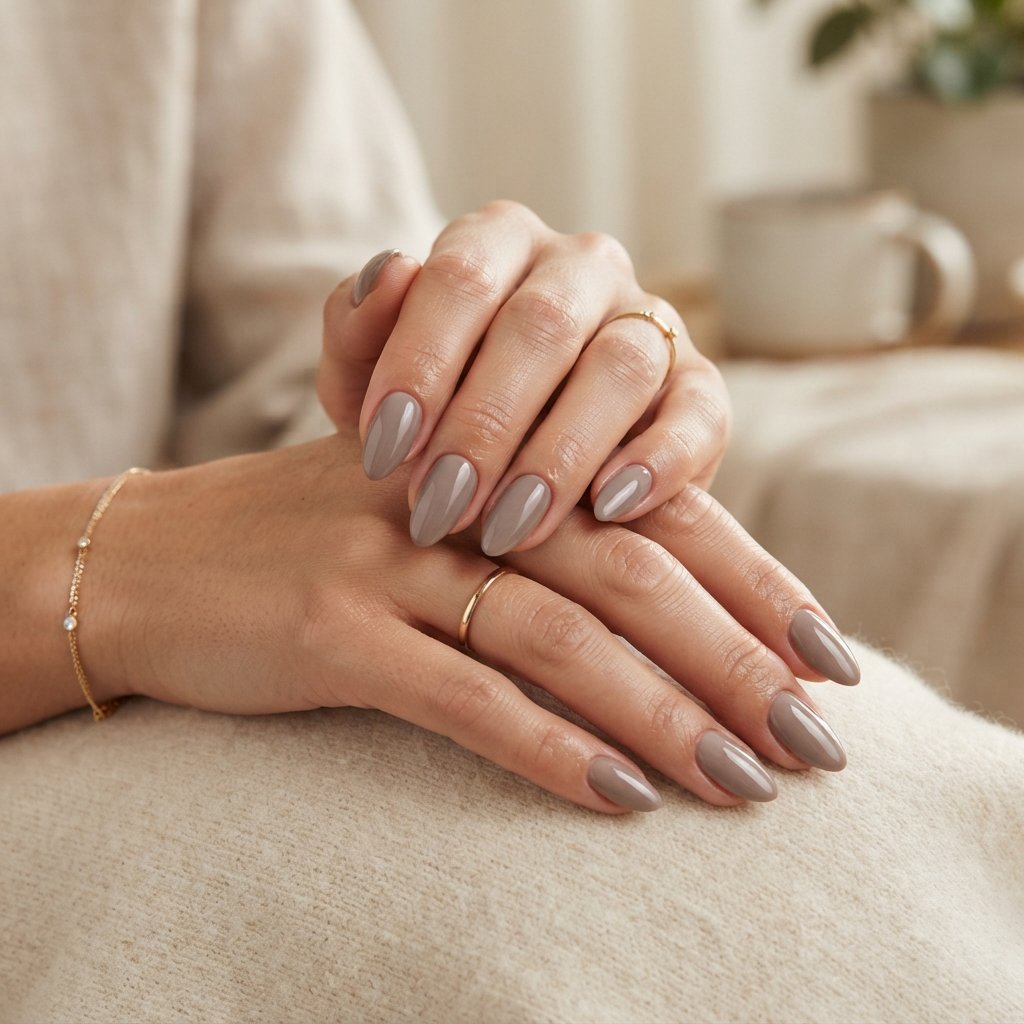 Taupe Almond Nails