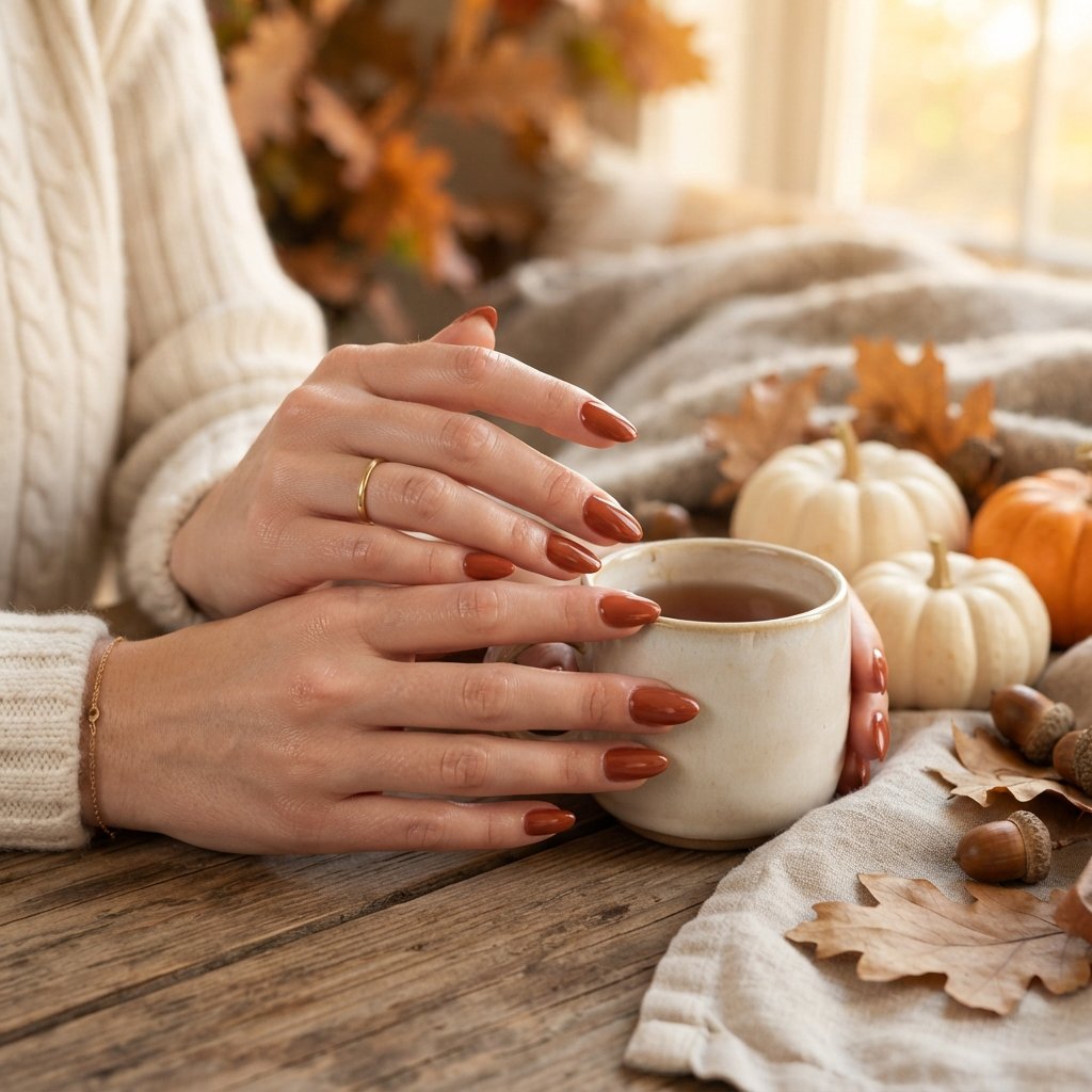 20 Almond Shape Fall Nail Designs That Look Elegant Every Time 10 Terracotta Almond Nails