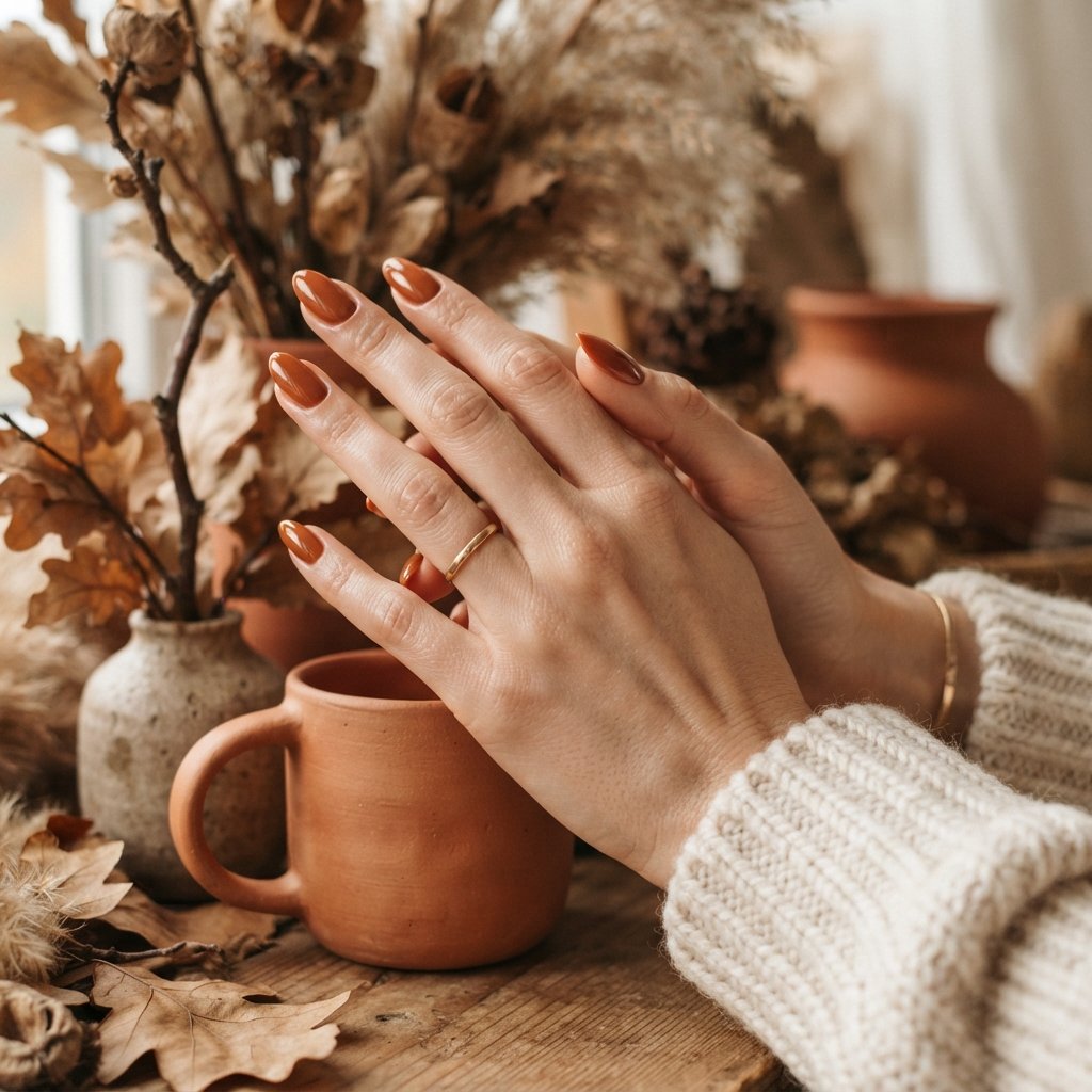 26 Early Fall Nail Designs Perfect for the New Season 5 Terracotta Gloss
