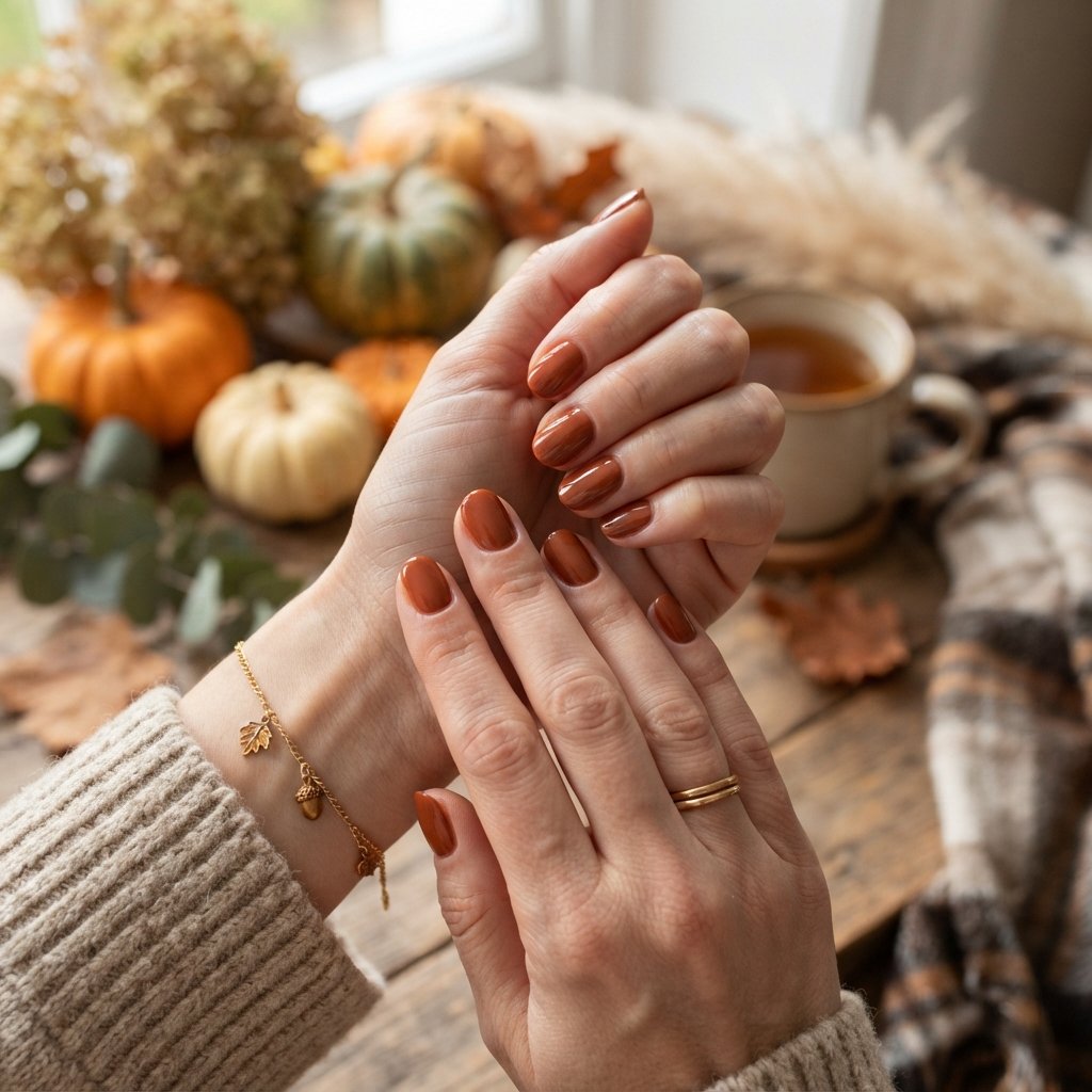 22 Cute Fall Nail Designs Everyone Will Love 13 Soft Terracotta Nails