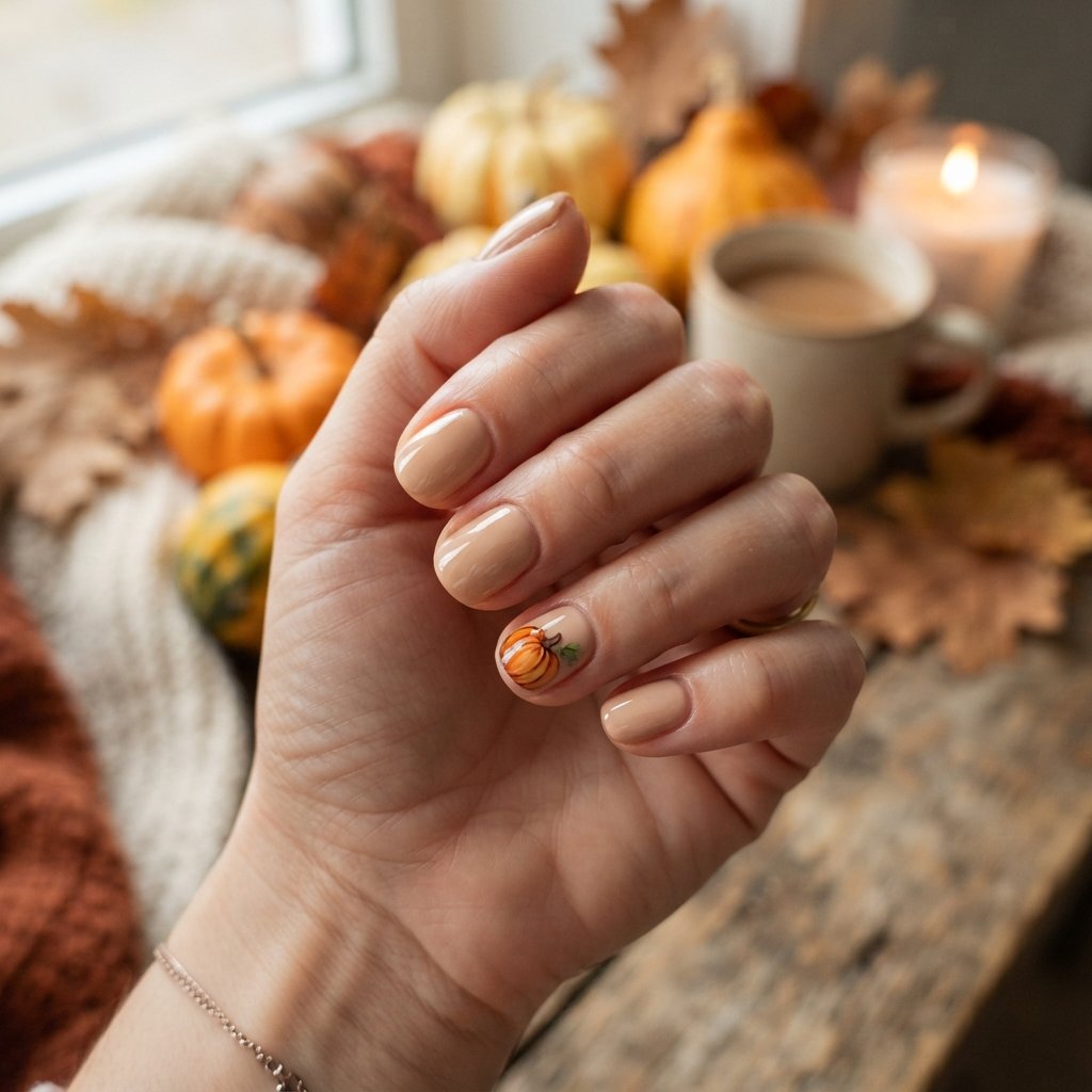 22 Cute Fall Nail Designs Everyone Will Love 18 Tiny Pumpkin Art