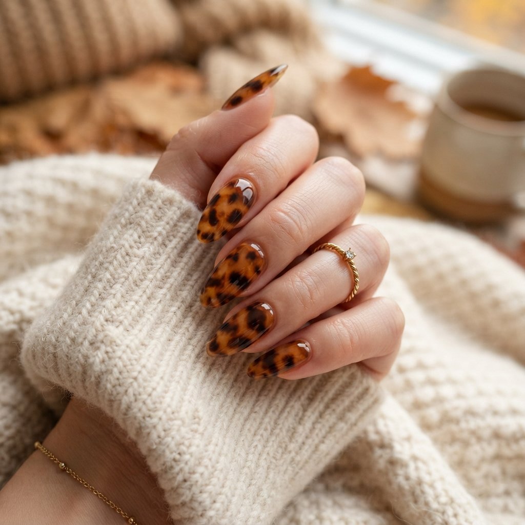 22 Long Fall Nail Designs That Turn Heads Instantly 8 Tortoiseshell Long Nails